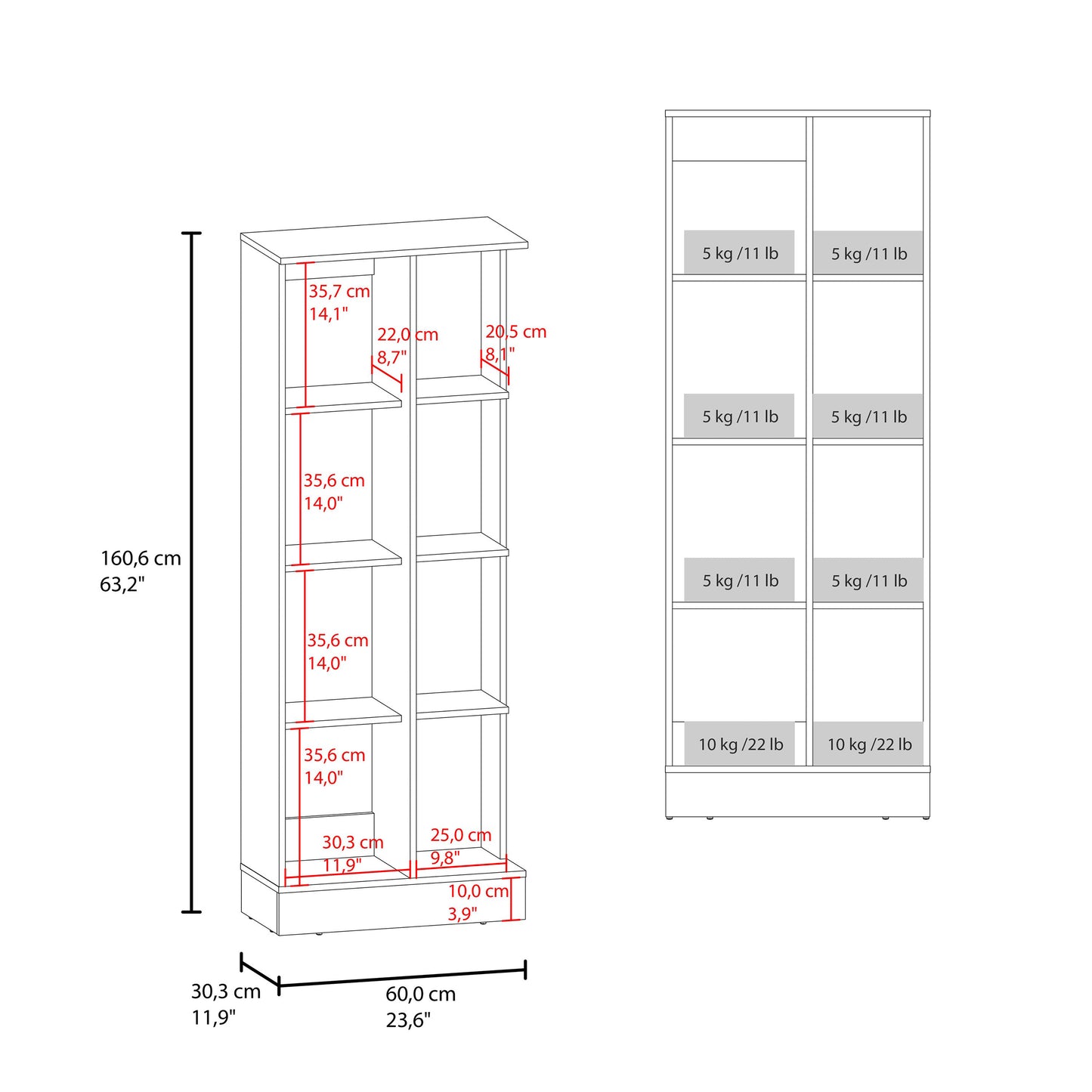 White Kitchen Storage Cabinet - 6 Shelf Server