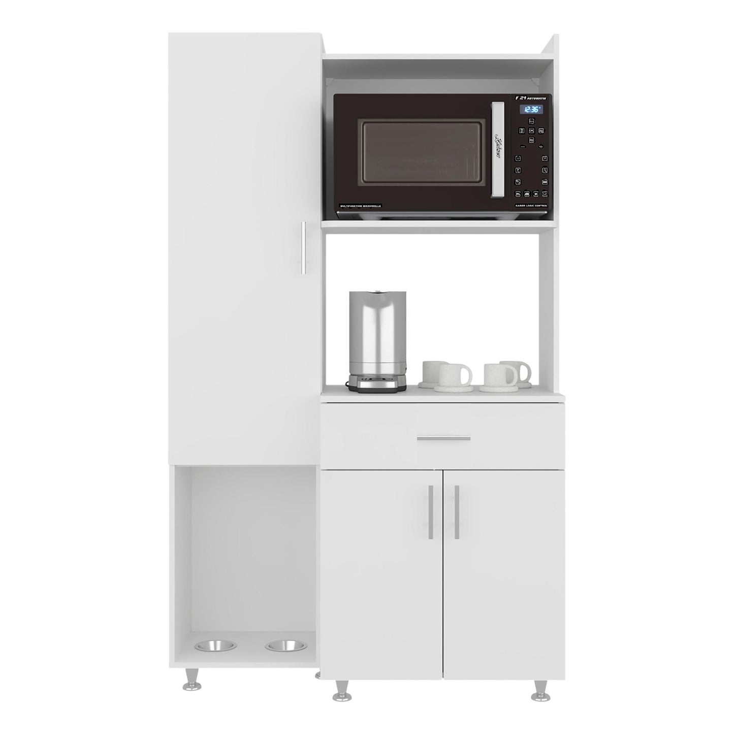 White Kitchen Storage Cabinet with Drawers