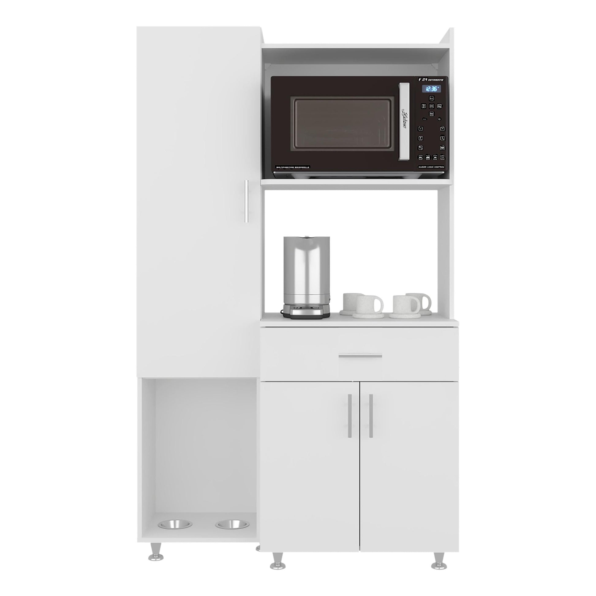 White Kitchen Storage Cabinet with Drawers