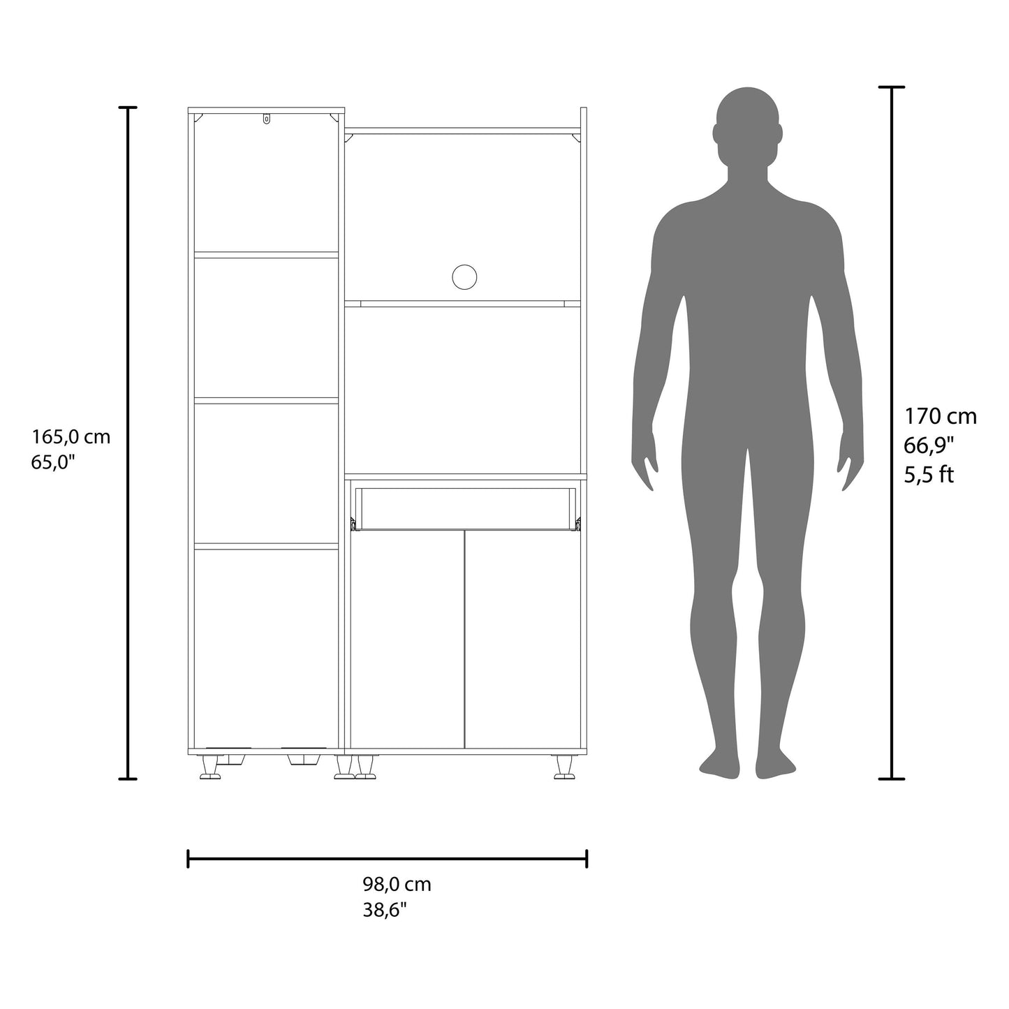 White Kitchen Storage Cabinet with Drawers