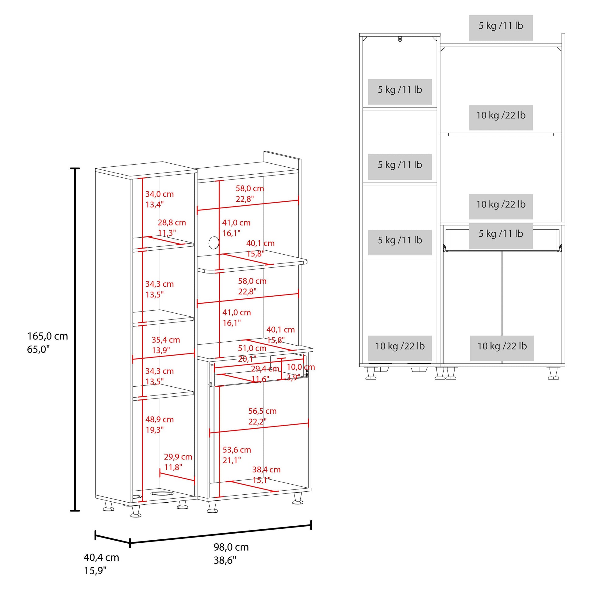 White Kitchen Storage Cabinet with Drawers