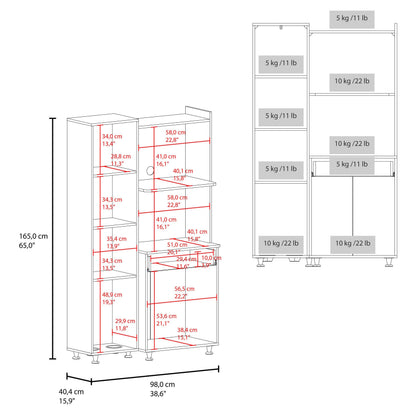 White Kitchen Storage Cabinet with Drawers