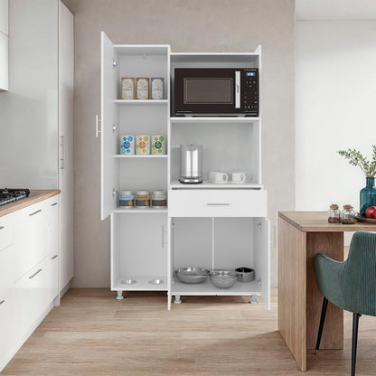White Kitchen Storage Cabinet with Drawers