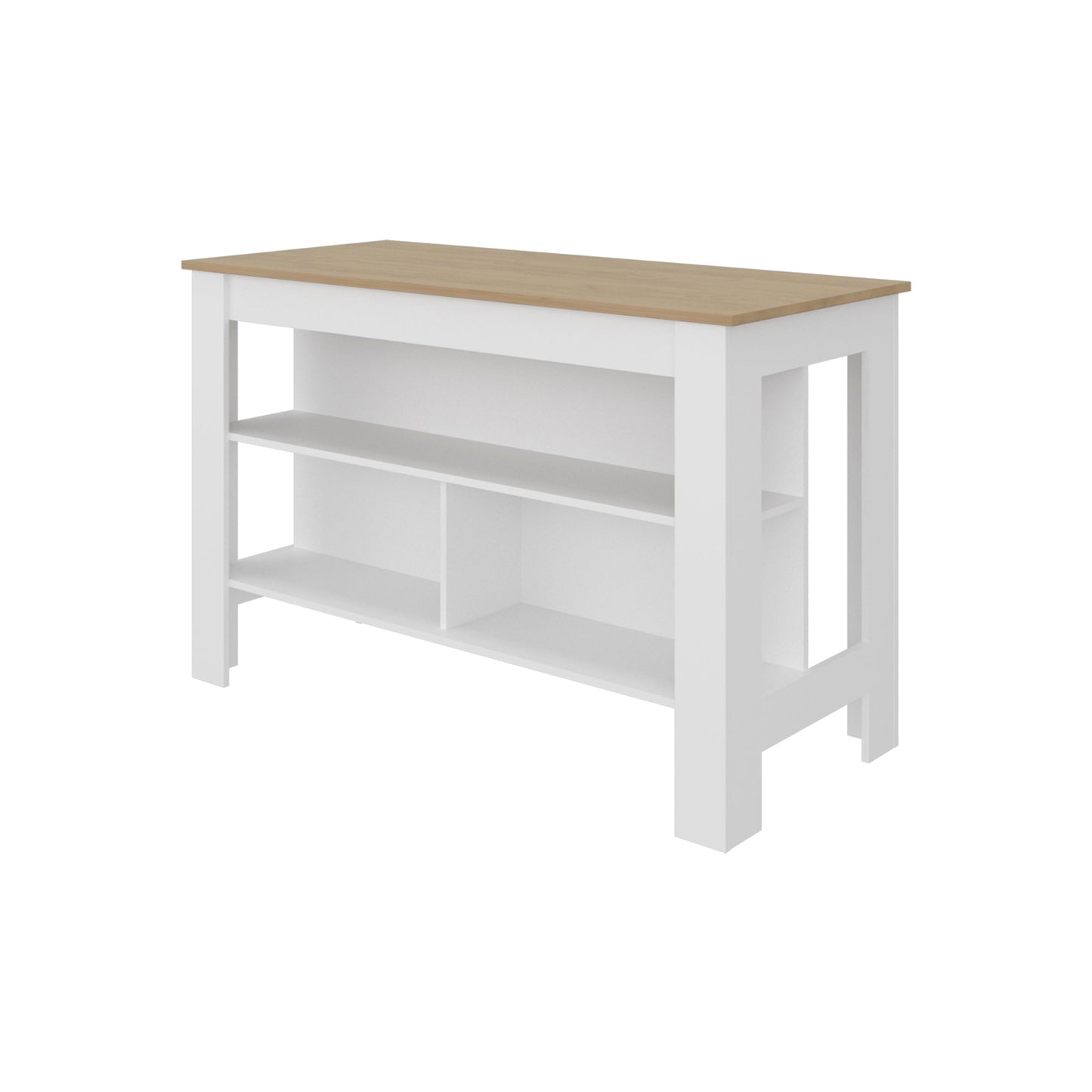 Rectangular White Kitchen Island - Stationary Island