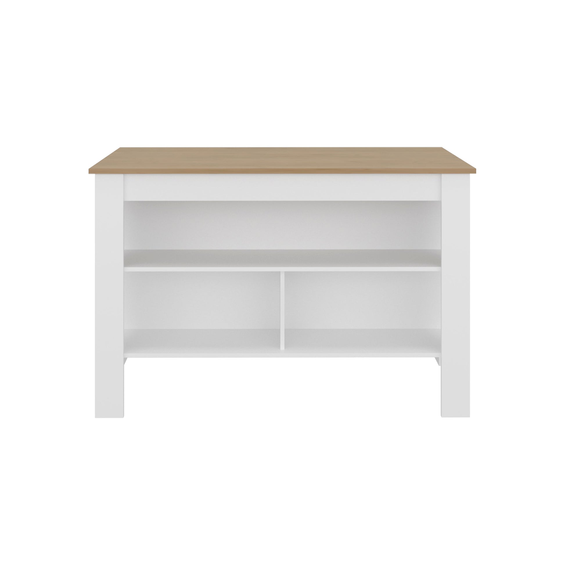 Rectangular White Kitchen Island - Stationary Island
