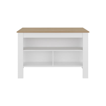 Rectangular White Kitchen Island - Stationary Island