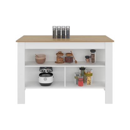 Rectangular White Kitchen Island - Stationary Island