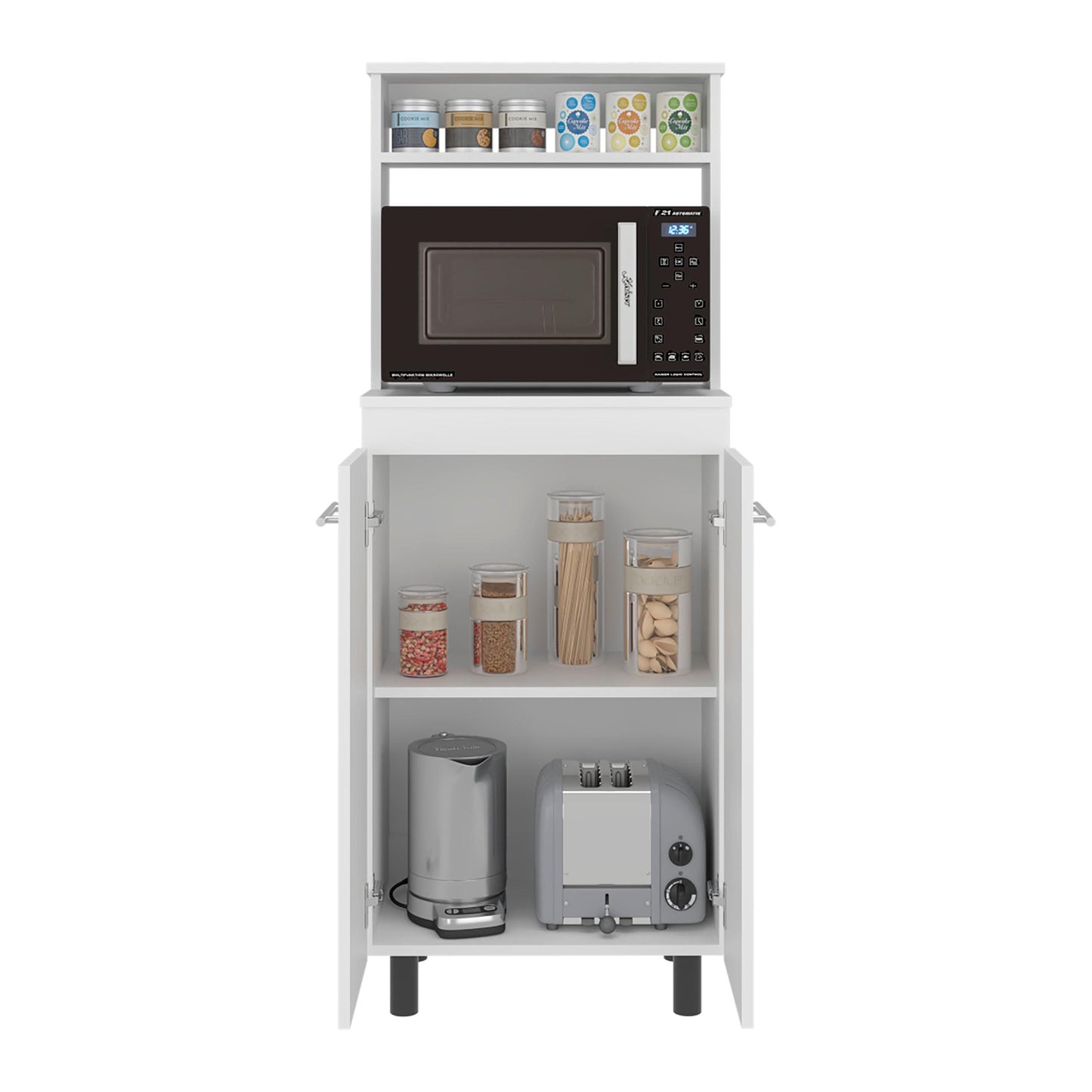 White Kitchen Storage Cabinet - 2 Door for Dining Room
