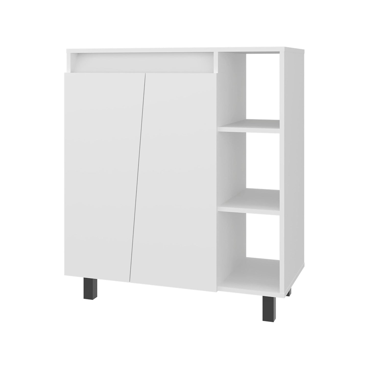 White 2-Door Kitchen Storage Cabinet - Compact Design for Dining Room