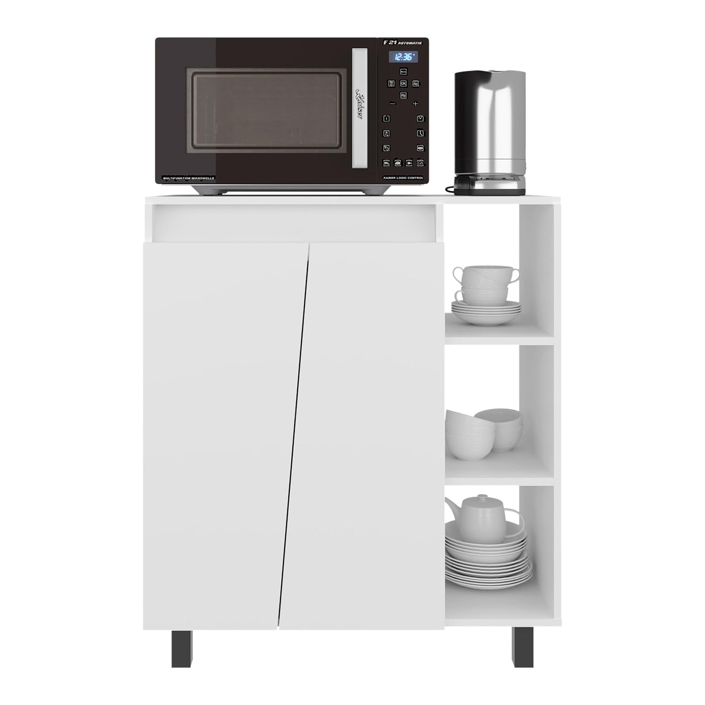 White 2-Door Kitchen Storage Cabinet - Compact Design for Dining Room
