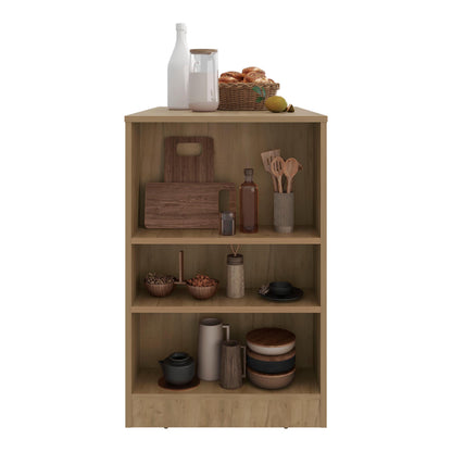 Modern Oak Kitchen Island with Open Storage for Dining Room