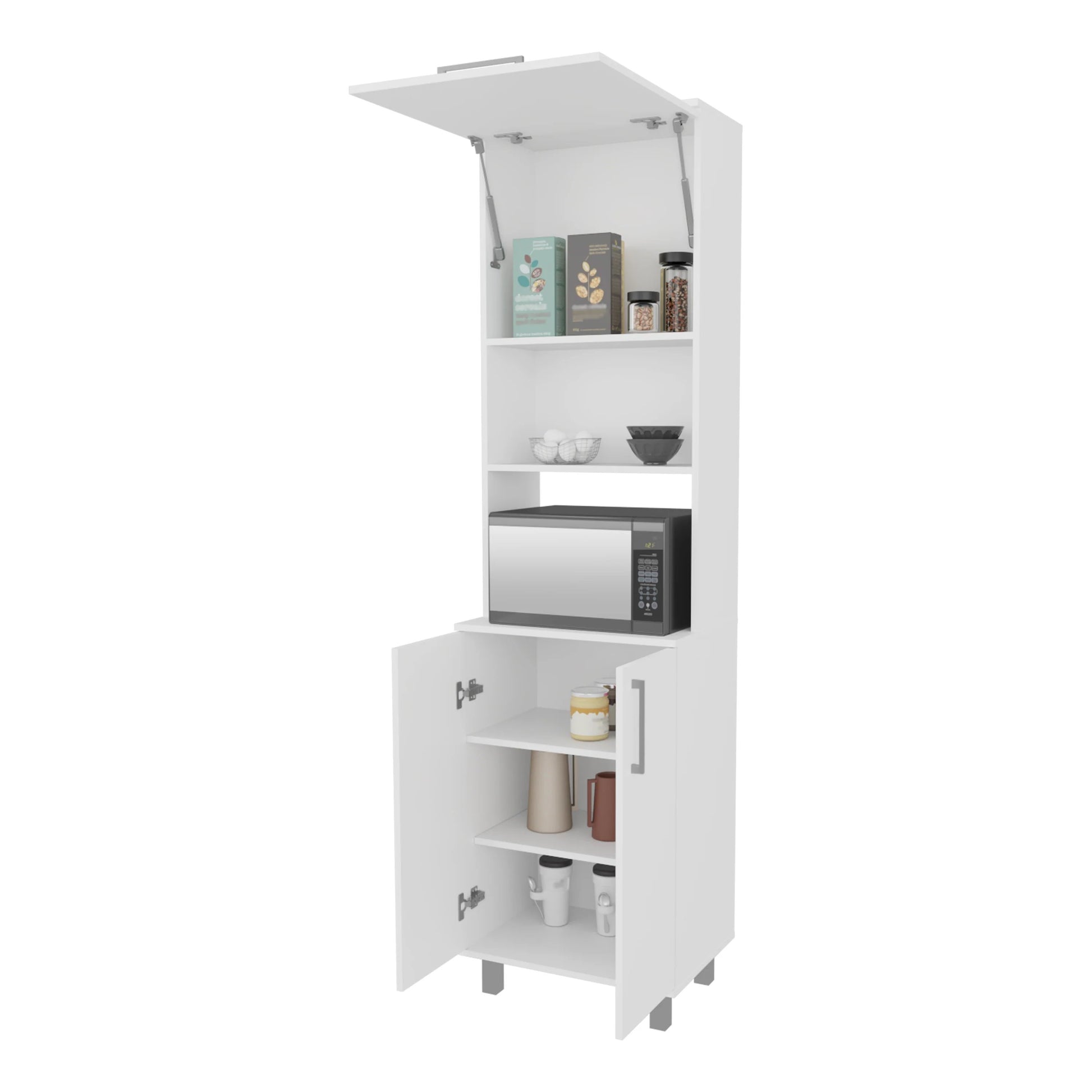 White Kitchen Pantry Cabinet - 15.4"W x 21.7"D x 80.3"H