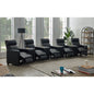 Warren Black Upholstered 5-seater Home Theater with 4 Wedge Consoles