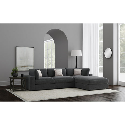 Rhette Charcoal 4-piece Upholstered Sectional with Ottoman