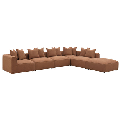 Colleen Terracotta 6-Piece Tight Seat Modular Sectional for Living Room