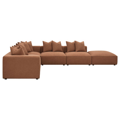 Colleen Terracotta 6-Piece Tight Seat Modular Sectional for Living Room