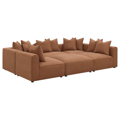 Colleen Terracotta 6-Piece Tight Seat Modular Sectional for Living Room