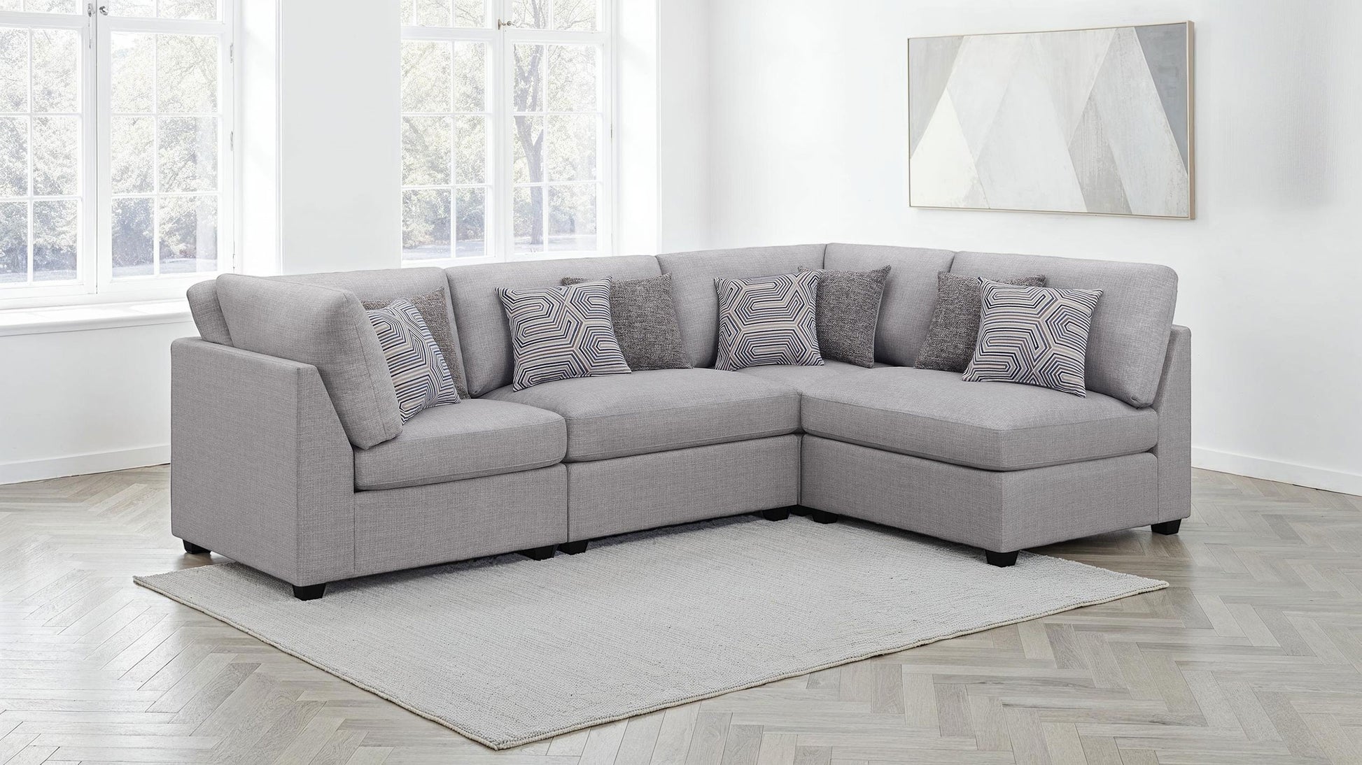 Lafayette Grey 4-piece Upholstered Sectional Sofa