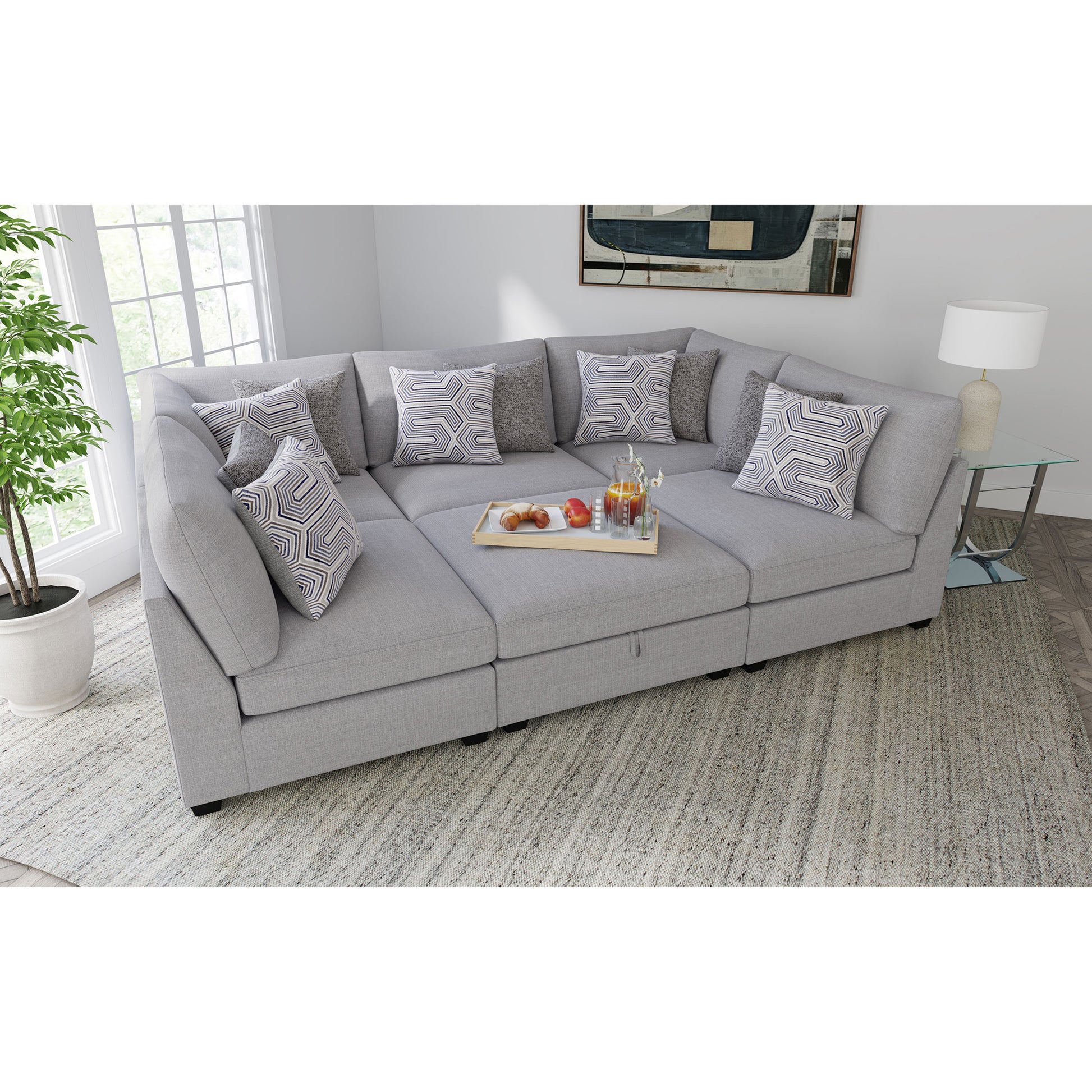 Lafayette Grey 6-piece Upholstered Sectional Sofa