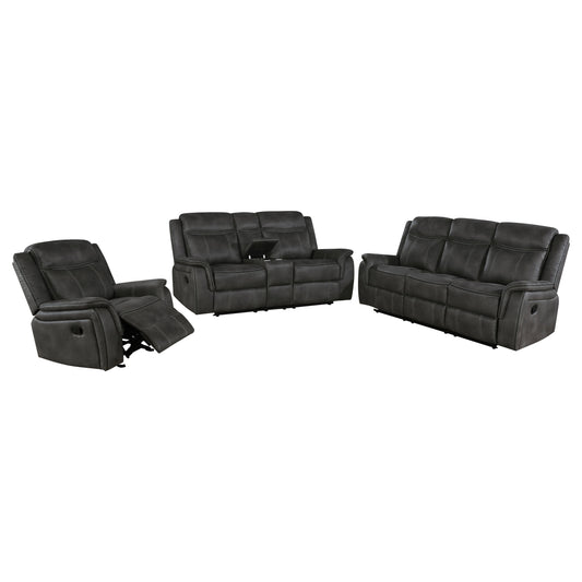 Franklin Charcoal 3-piece Upholstered Reclining Sofa Set