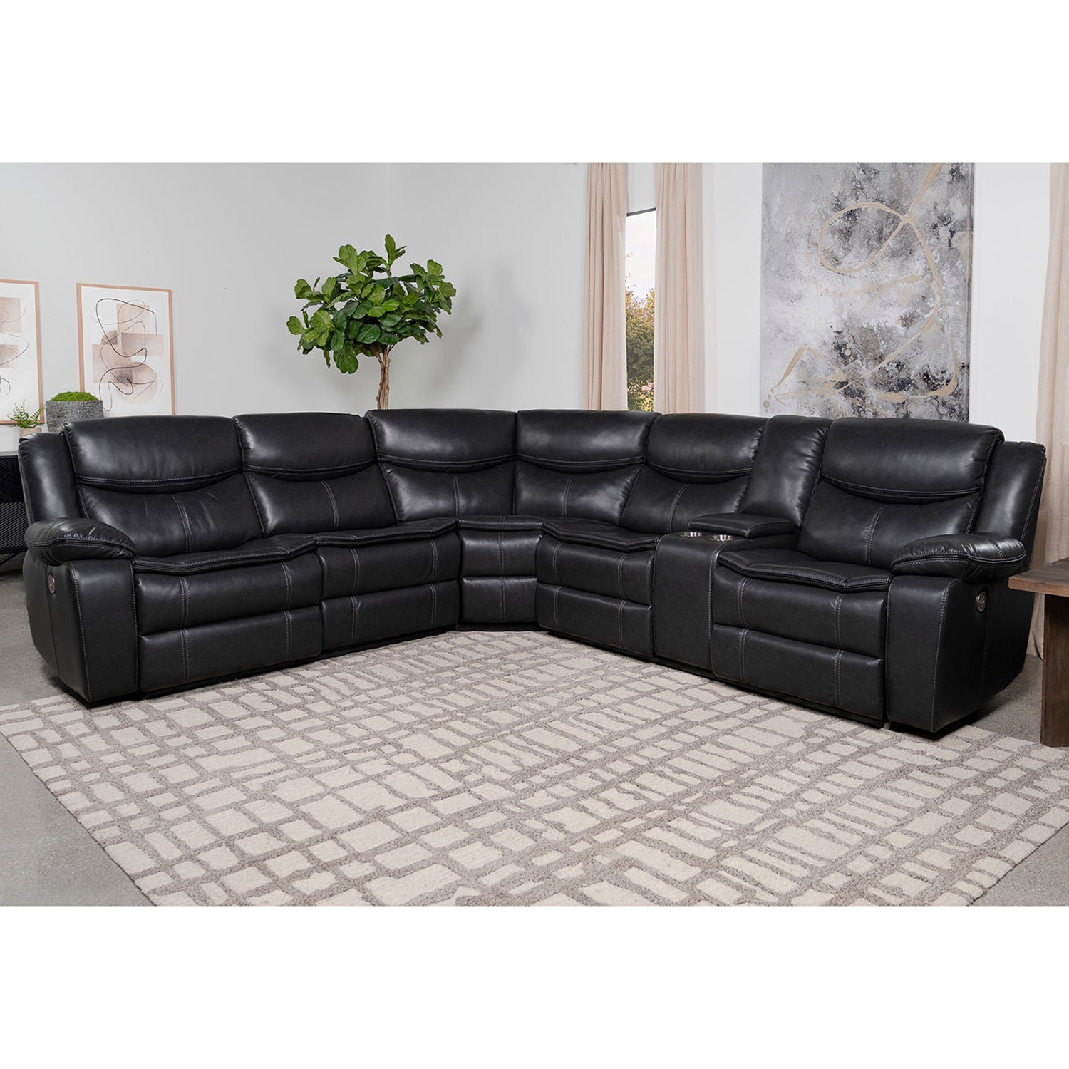 Salerno Grey Upholstered Power Reclining Sectional Sofa