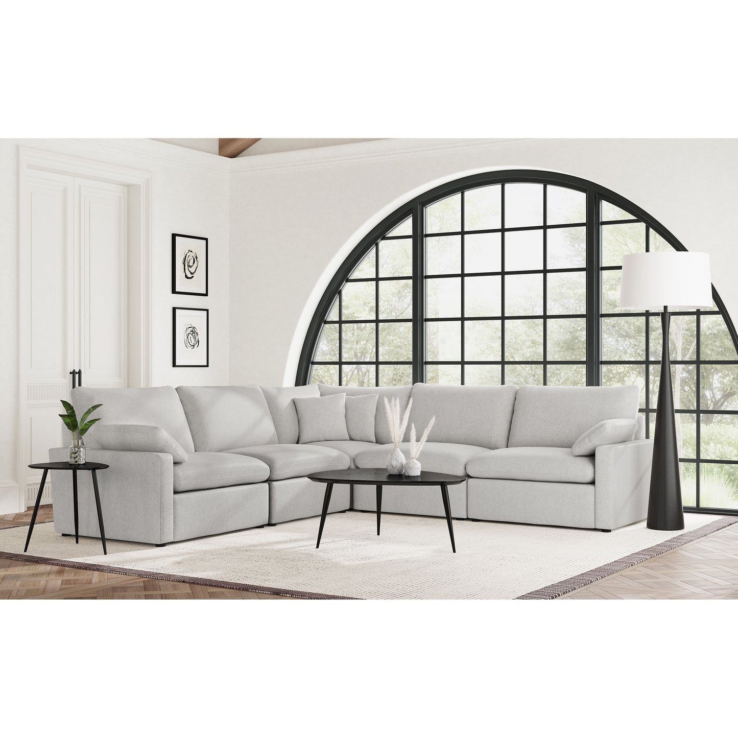 Hollander Grey 5-piece Modular Power Reclining Sectional
