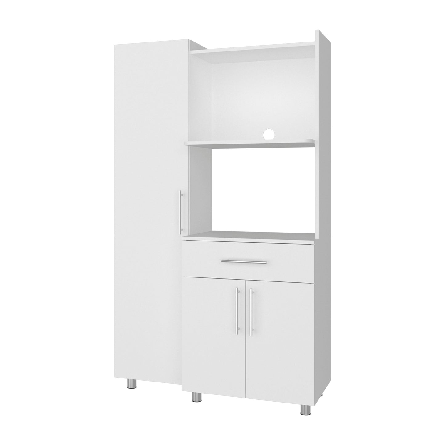 White 3-Door Kitchen Storage Cabinet - Compact Design for Dining Room
