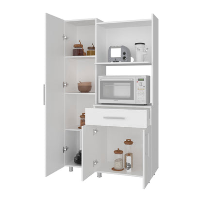 White 3-Door Kitchen Storage Cabinet - Compact Design for Dining Room