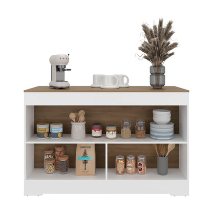 Rectangular White Kitchen Island with Storage for Dining Room