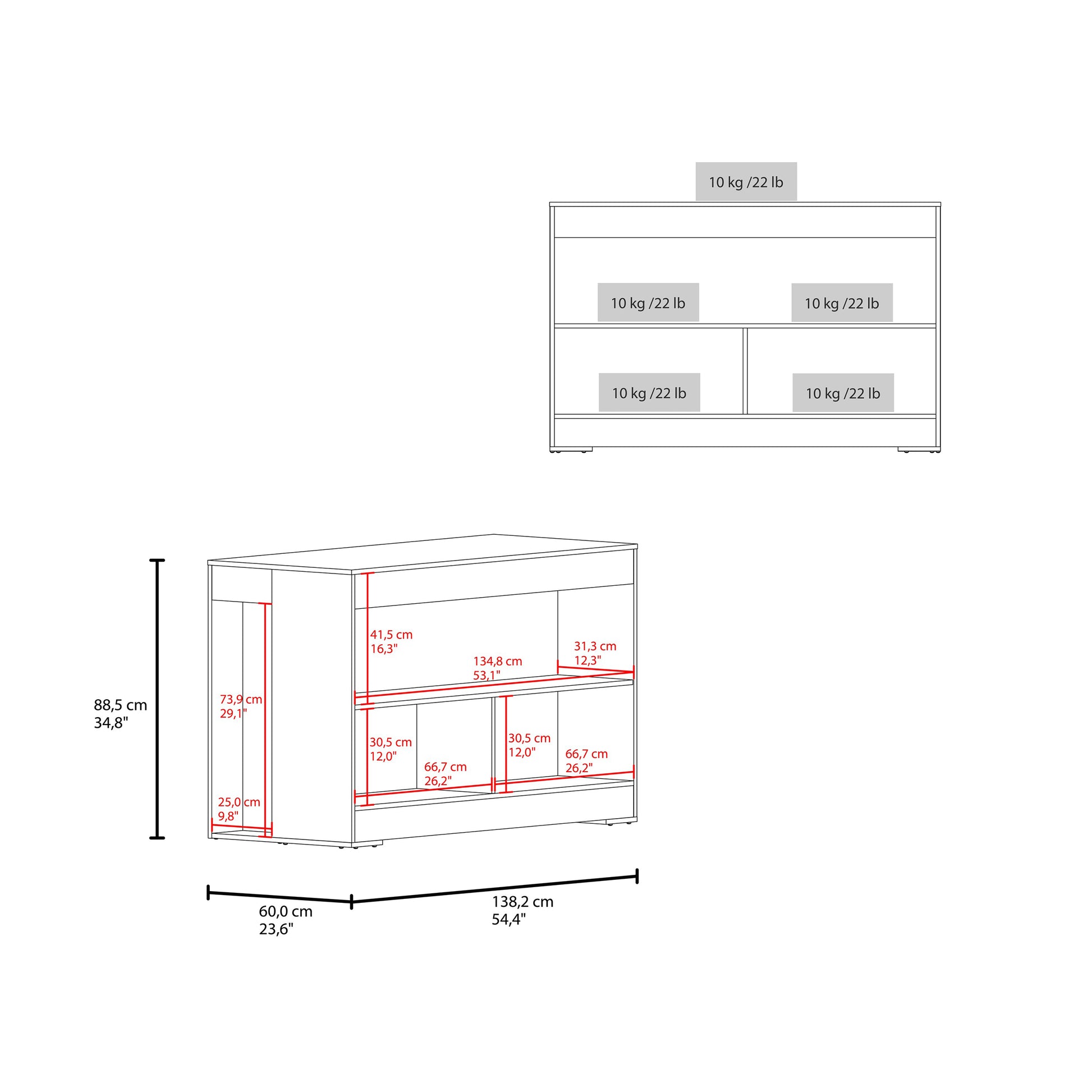 Rectangular White Kitchen Island with Storage for Dining Room