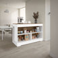 White and Natural Oak Open Storage Kitchen Island