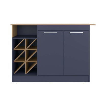 Natural Oak Kitchen Island with Bottle Rack & Shelf