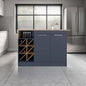 Kronos Azul and Natural Oak Kitchen Cabinet with Island, Bottle Rack and Shelf