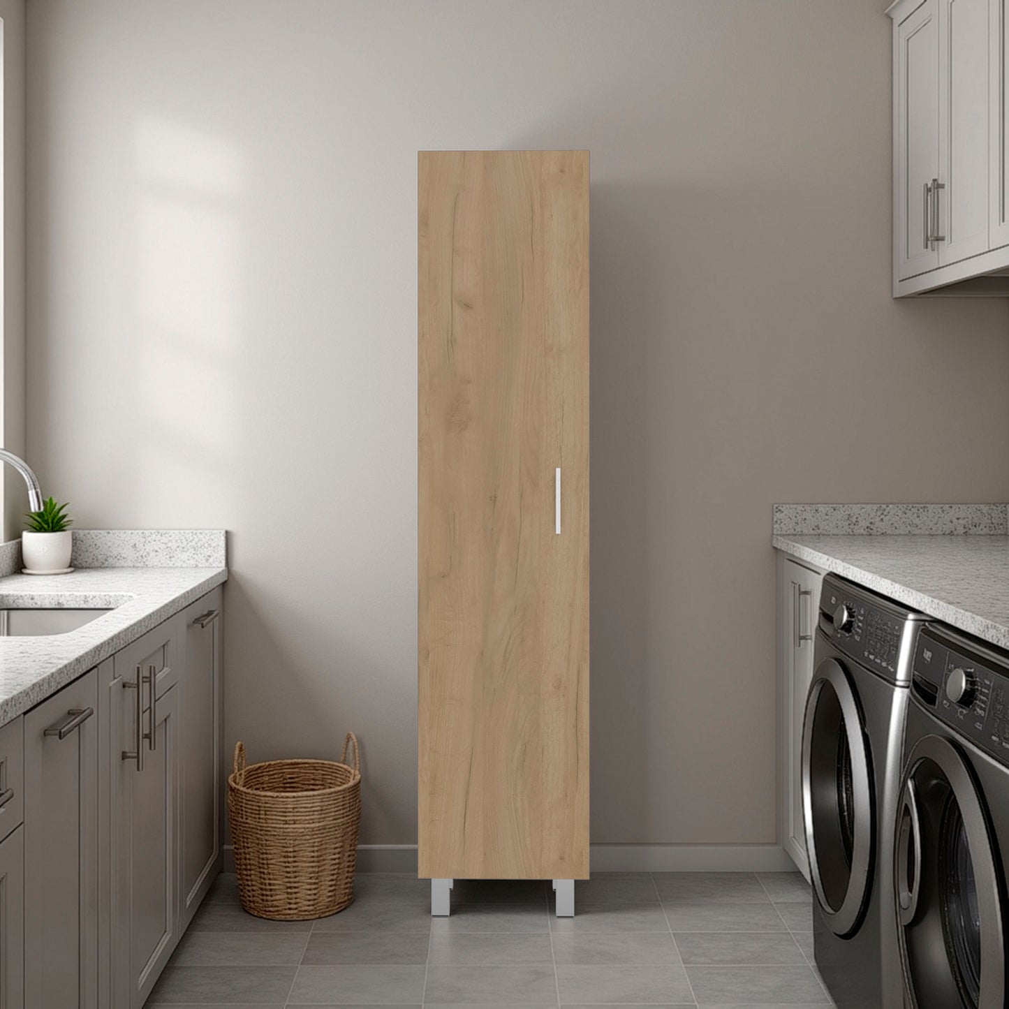 Natural Wood Storage Cabinet - Kitchen Server with Shelves