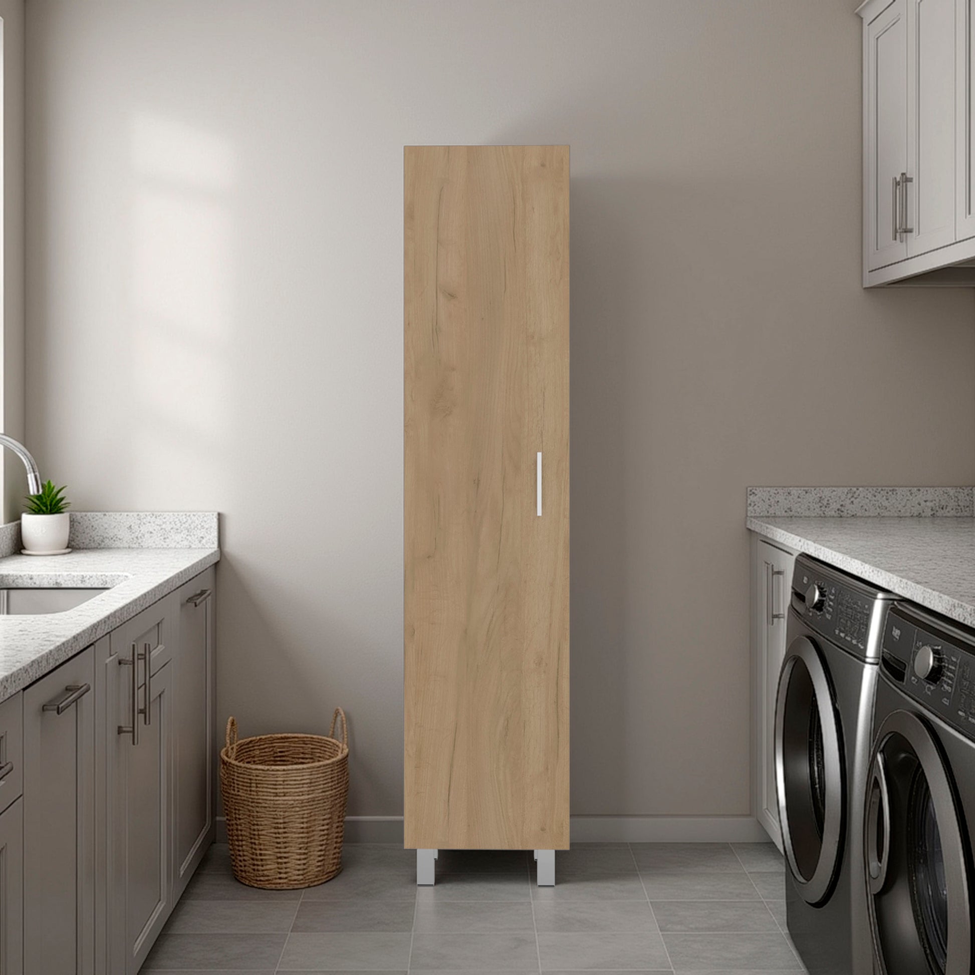 Natural Wood Storage Cabinet - Kitchen Server with Shelves