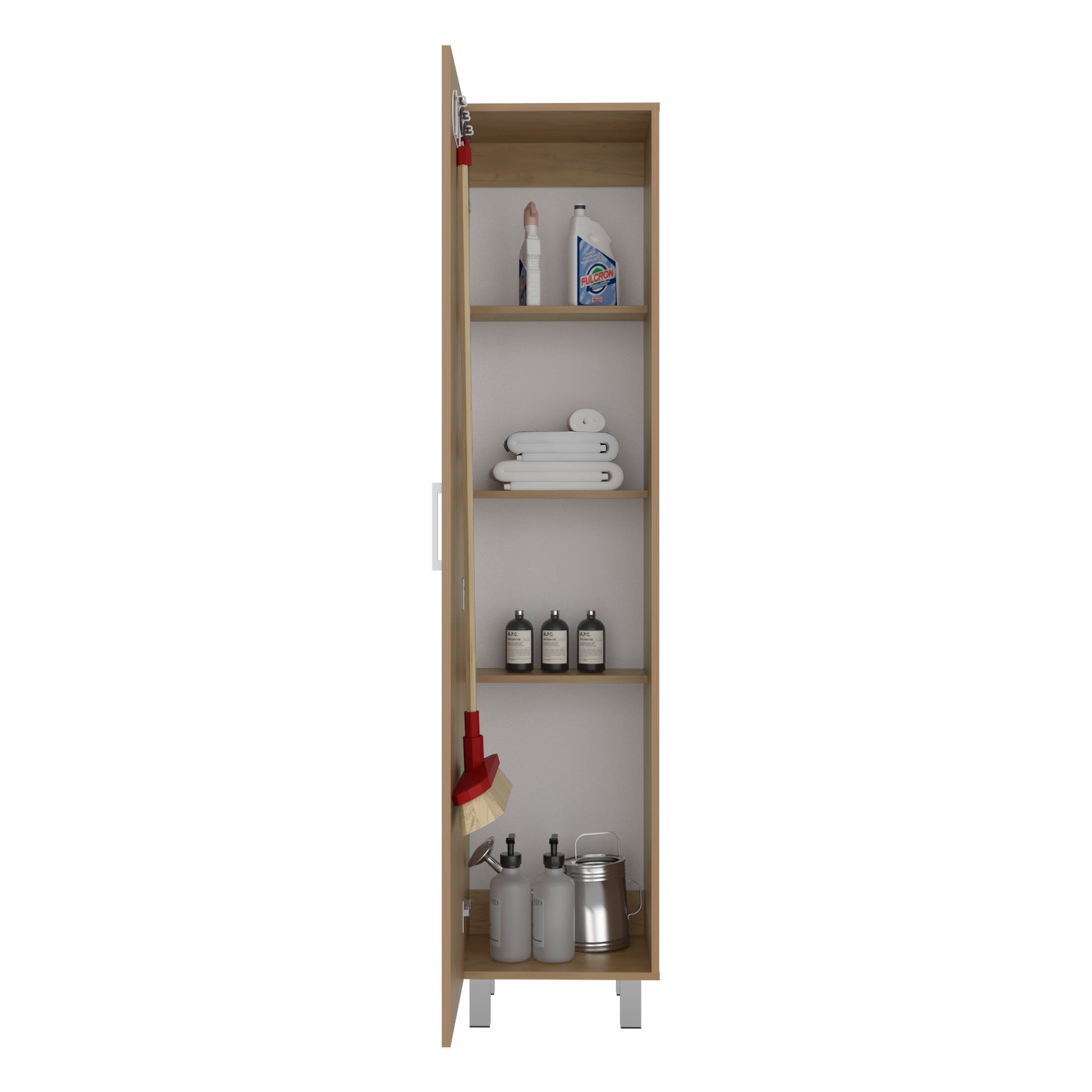 Natural Wood Storage Cabinet - Kitchen Server with Shelves