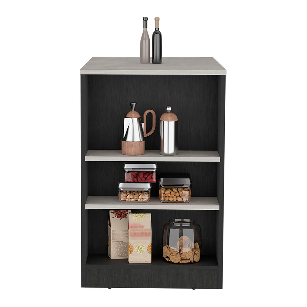 Portree Kitchen Island - Rectangular, Multicolor, 3 Shelves