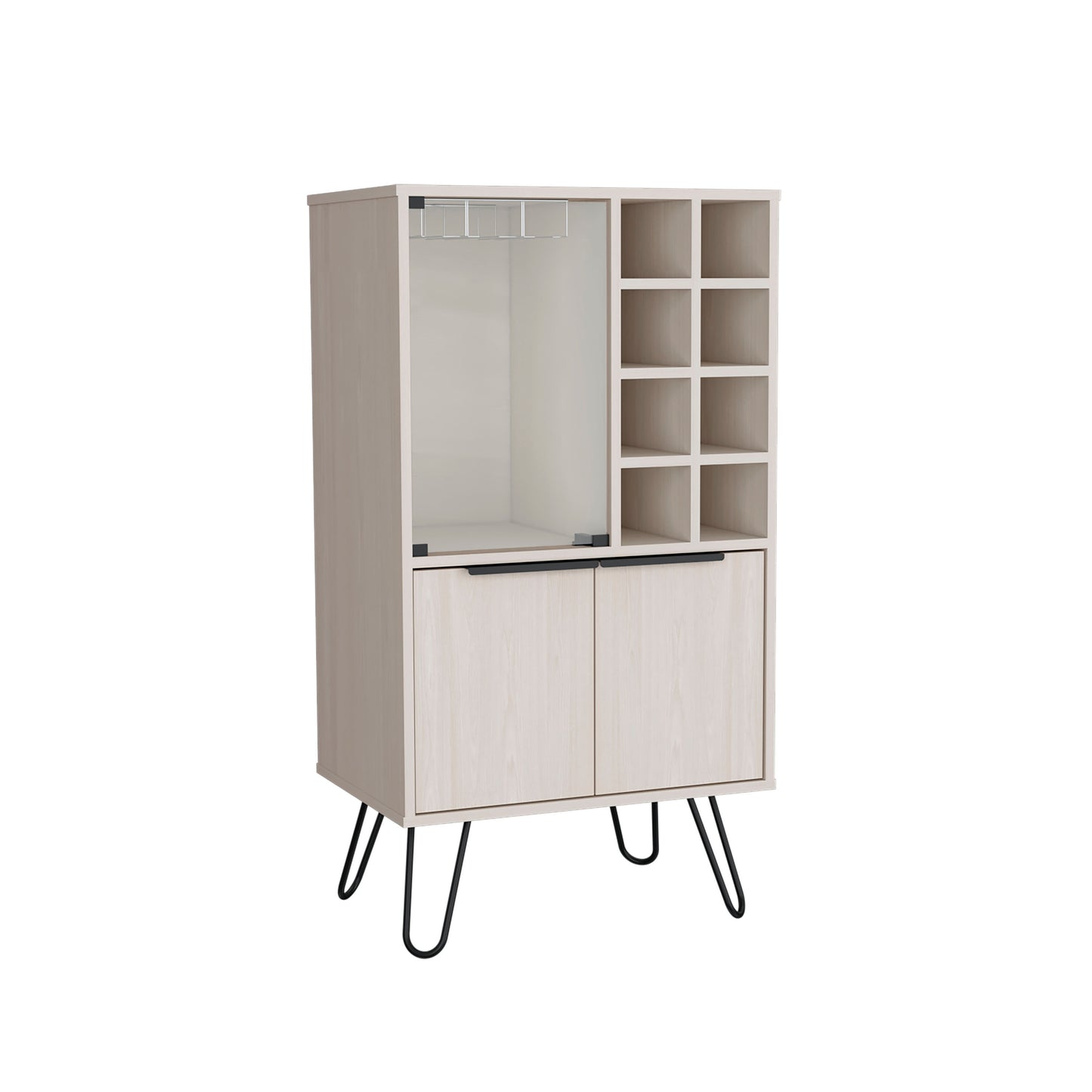 White Washed Bar Cabinet - 43 Inch Modern Liquor Storage