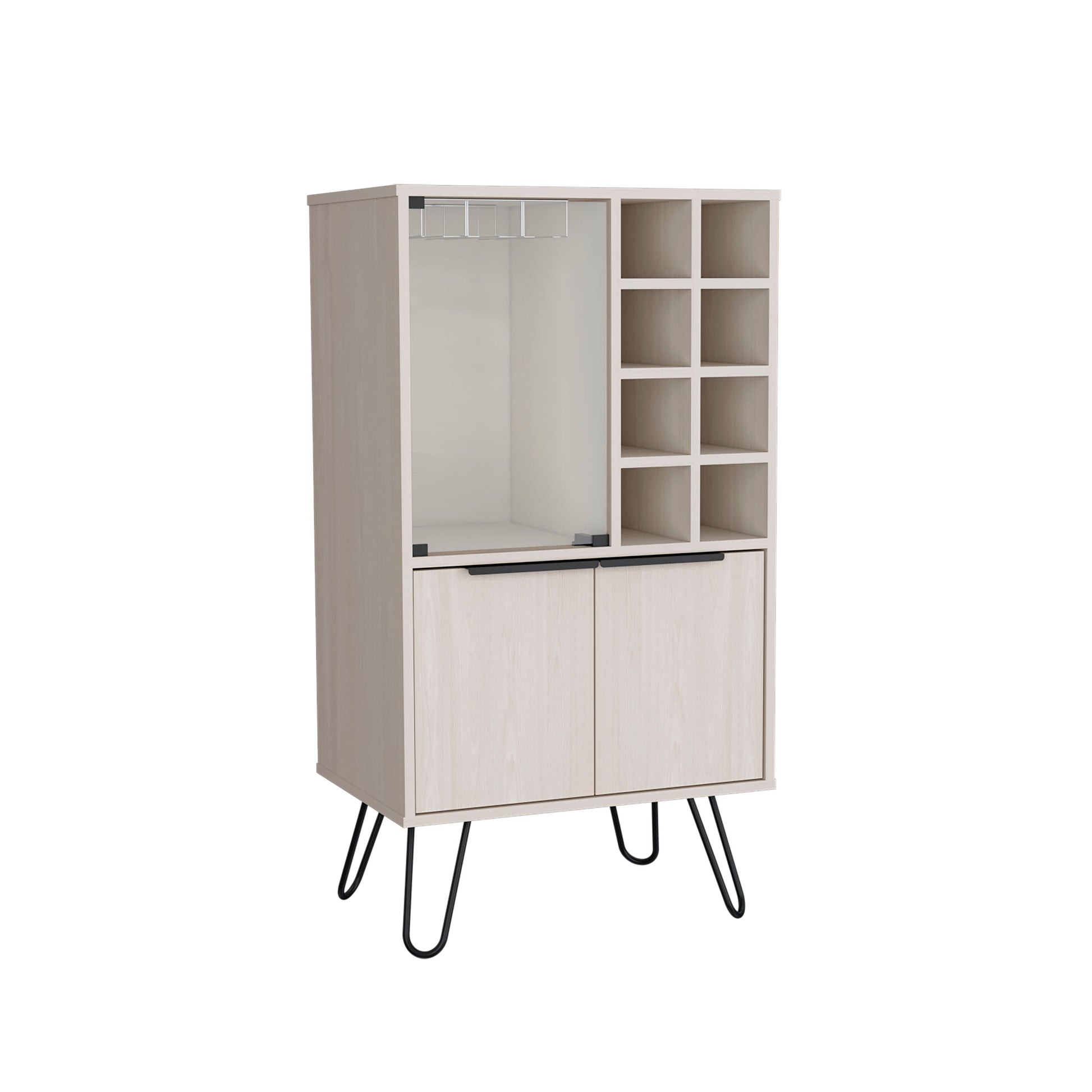 White Washed Bar Cabinet - 43 Inch Modern Liquor Storage