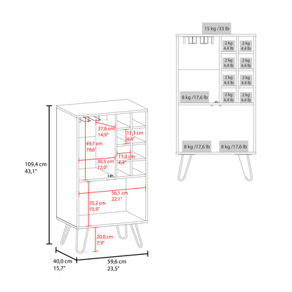 White Washed Bar Cabinet - 43 Inch Modern Liquor Storage