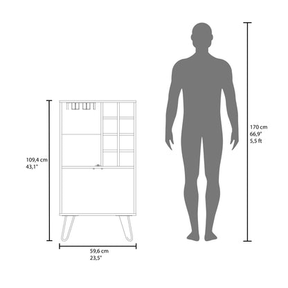 White Washed Bar Cabinet - 43 Inch Modern Liquor Storage