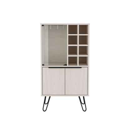 White Washed Bar Cabinet - 43 Inch Modern Liquor Storage