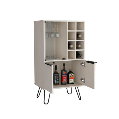 White Washed Bar Cabinet - 43 Inch Modern Liquor Storage
