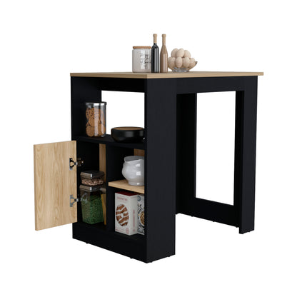 Black Kitchen Island with Storage - 36" Dining Cart