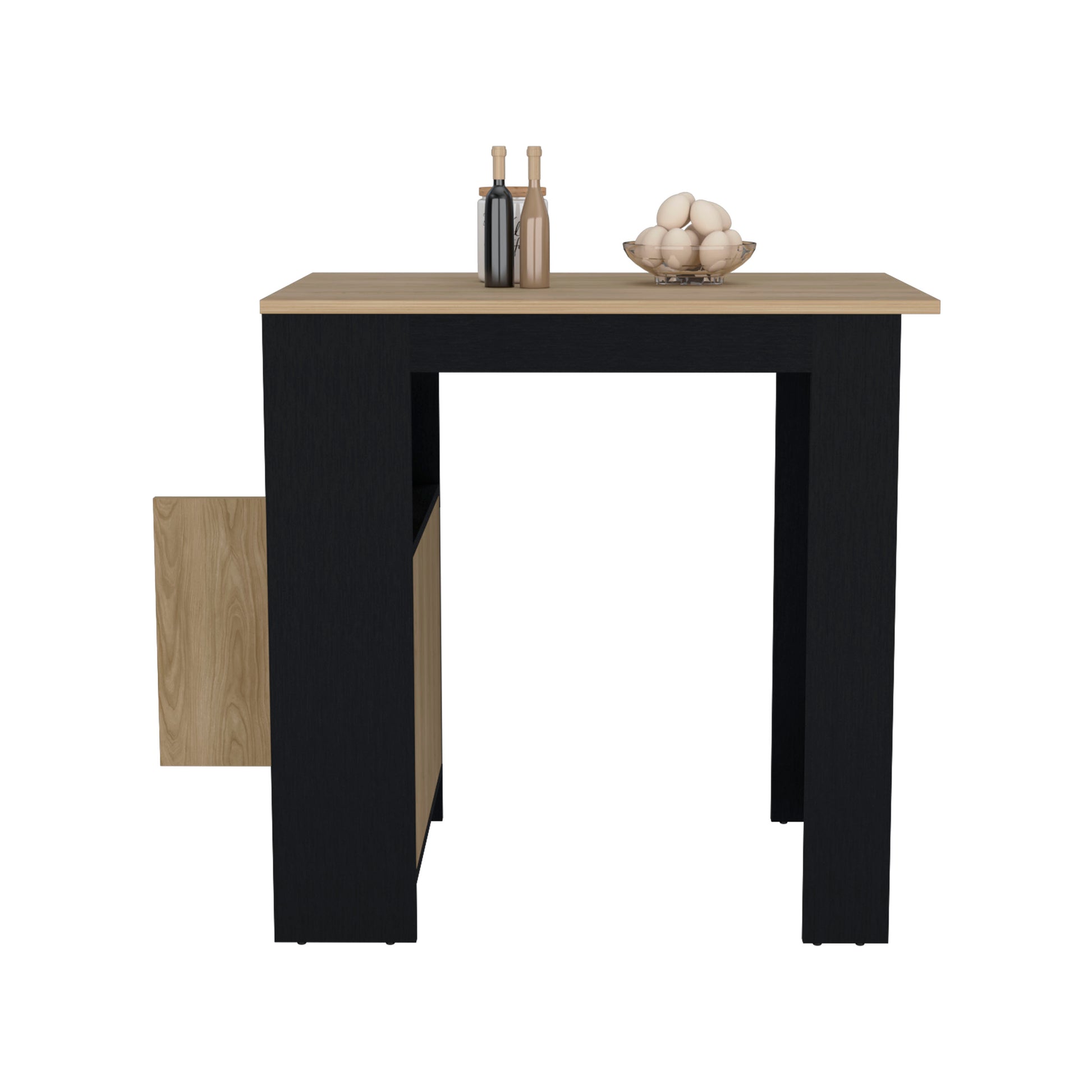 Black Kitchen Island with Storage - 36" Dining Cart
