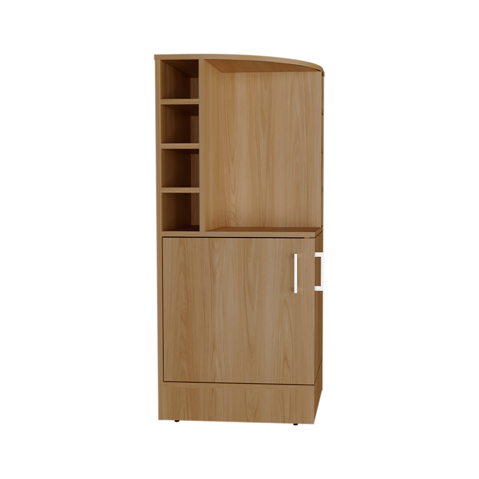 Jakes 42" Tall Corner Bar Cabinet - Oak Liquor Storage