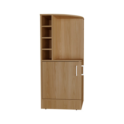 Jakes 42" Tall Corner Bar Cabinet - Oak Liquor Storage