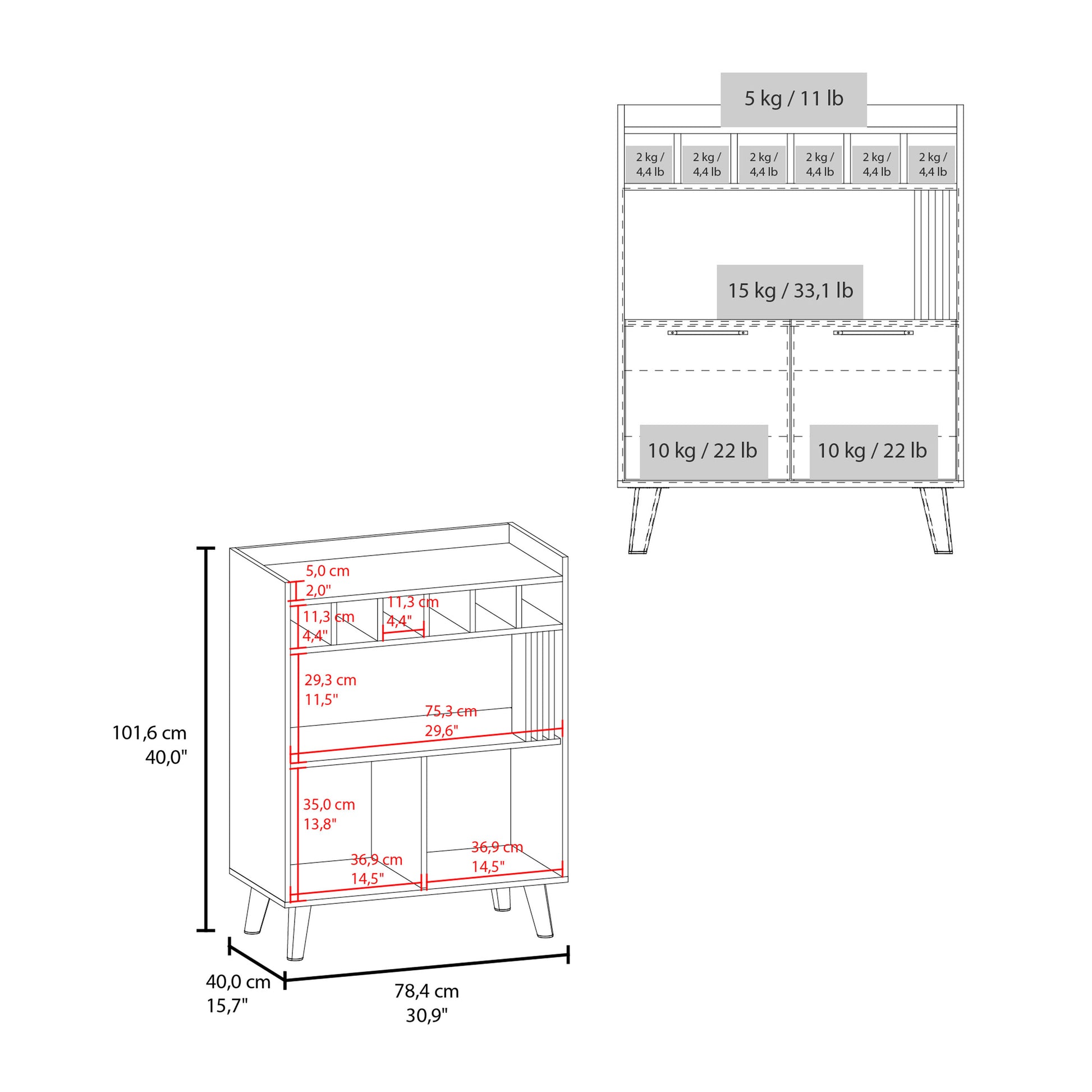 Multi-Colored Modern Bar Cabinet with Wine Storage