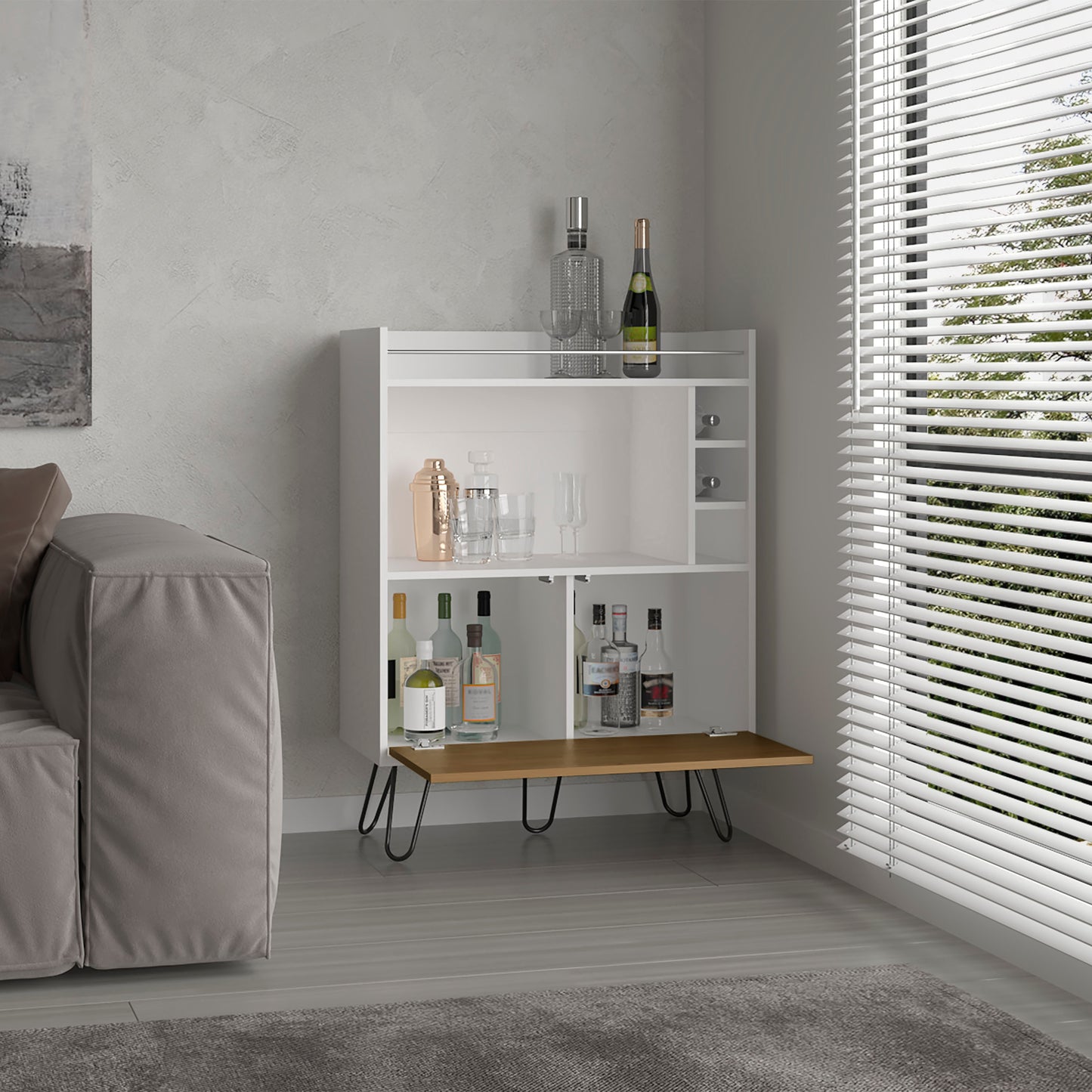 42" Tall Bar Cabinet with Storage - Multi MDF