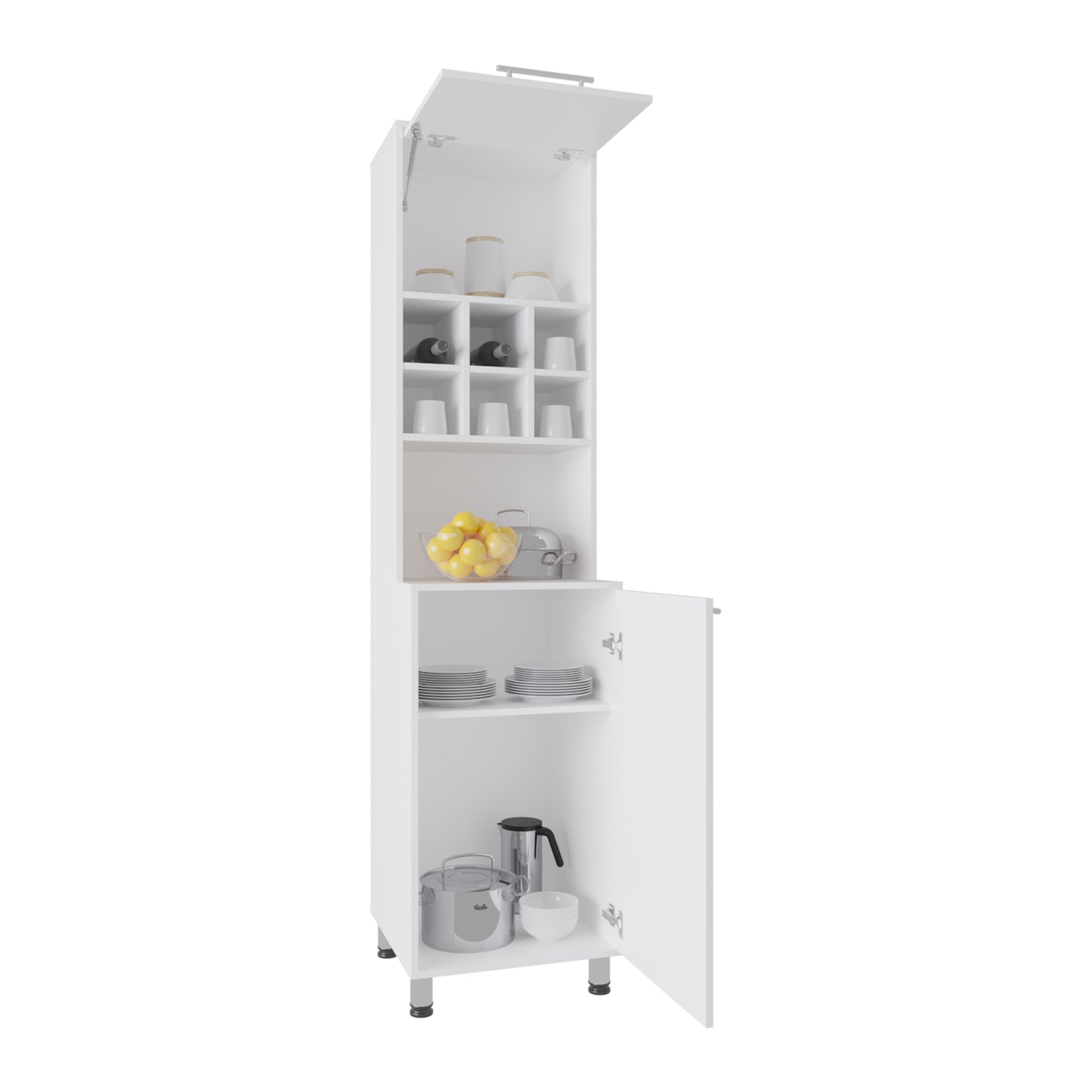 White MDF Modern Buffet Cabinet - 80" Storage